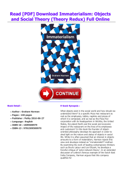 Read  Immaterialism: Objects and Social Theory