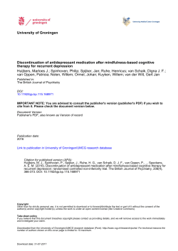 University of Groningen Discontinuation of antidepressant