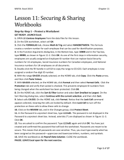 Step-by-Step 2 &ndash; Protect a Workbook
