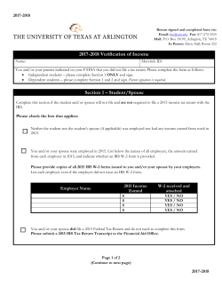 2017-2018 Verification of Income Section 1 &ndash; Student/Spouse