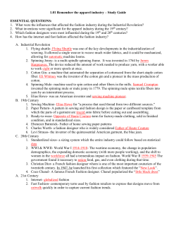 1.01 Remember the apparel industry &ndash; Study Guide ESSENTIAL