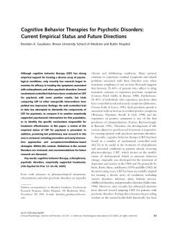 Cognitive Behavior Therapies for Psychotic Disorders