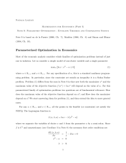 Parameterized Optimization in Economics