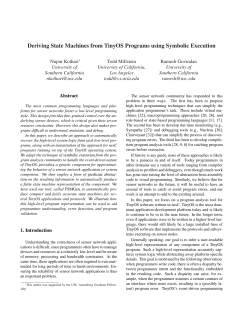 Deriving State Machines from TinyOS Programs