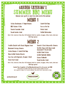 BBQ Menu Summer 2017