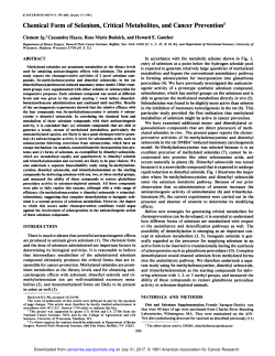 Chemical Form of Selenium, Critical Metabolites