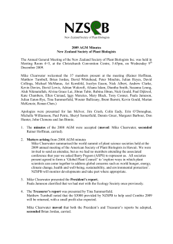 2009 AGM Minutes New Zealand Society of Plant Biologists The