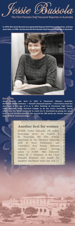 Jessie Bussola - First Female Chief Hansard Reporter