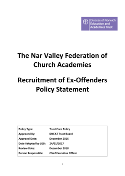 Ex Offenders Policy - Nar Valley Federation of Church Academies