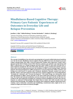 Mindfulness-Based Cognitive Therapy