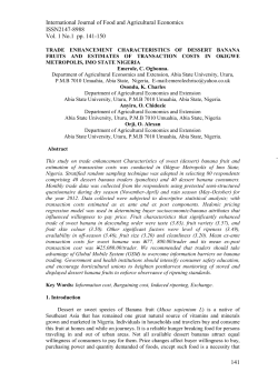 International Journal of Food and Agricultural Economics ISSN2147