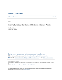 The Theme of Mediation in Pascal`s Pens&eacute;es