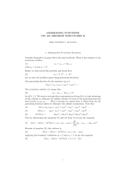 Generating Functions - Dr. Godfrey C. Muganda