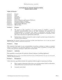 Suitability in Annuity Transactions Model