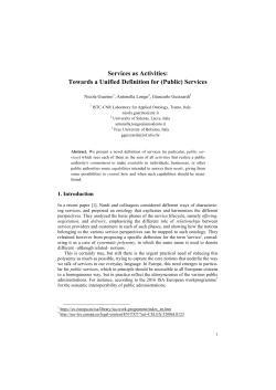 Services as Activities: Towards a Unified Definition for
