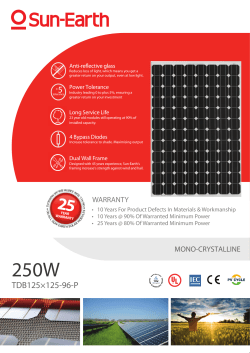 Sun-Earth 250W Solar Panel spec sheet