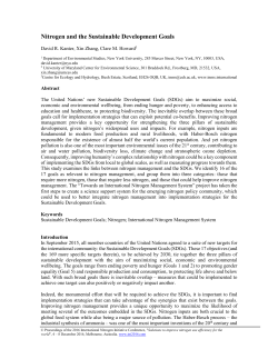 Nitrogen and the Sustainable Development Goals