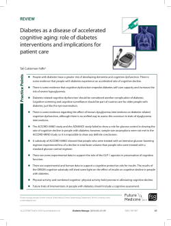 Diabetes as a disease of accelerated cognitive aging: role of