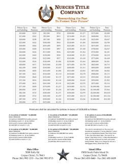 Premiums shall be calculated for policies in excess of $100,000 as