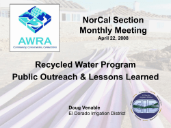 NorCal Section Monthly Meeting April 22, 2008 Recycled Water