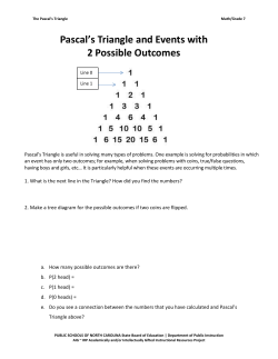 Pascal`s Triangle and Events with 2 Possible Outcomes