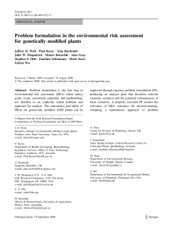 Problem formulation in the environmental risk assessment for