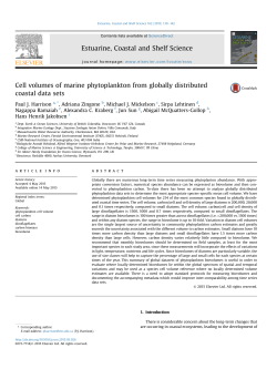 Cell volumes of marine phytoplankton from globally distributed