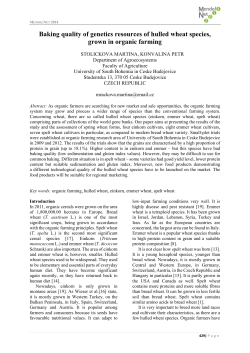 Baking quality of genetics resources of hulled wheat species, grown