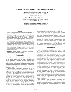 Leveling the Field: Talking Levels in Cognitive Science