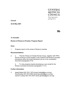 Council 22-23 May 2001 To Consider Review of Fitness to