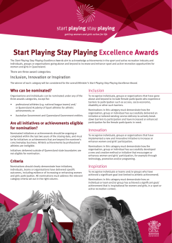Start Playing, Stay Playing Award Guidelines