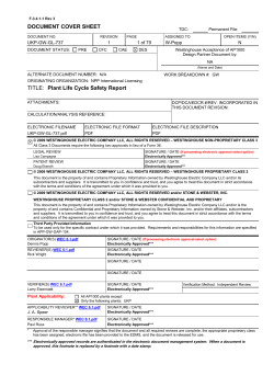 Plant Life Cycle Safety Report