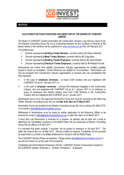 NOTICE ELECTIONS FOR FOUR POSITIONS FOR