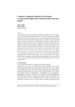 Cognitive Linguistic methods for literature A usage