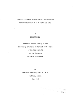 INORGANIC NITROGEN METABOLISM AND PHYTOPLANKTON