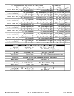 Date Away Team Home Team Time Location 2017 Little League