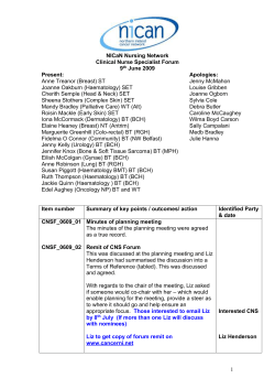 NICaN Nursing Network Clinical Nurse Specialist Forum 9th June