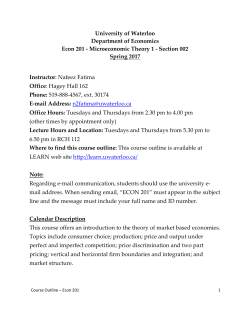 University of Waterloo Department of Economics Econ 201