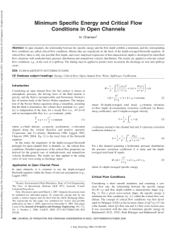 Minimum Specific Energy and Critical Flow Conditions in Open