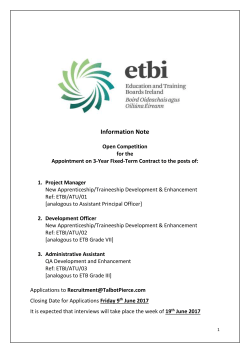 ETBI is now establishing a new Apprenticeship/Traineeship
