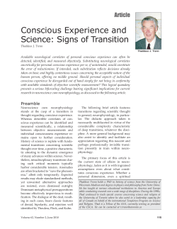 Conscious Experience and Science: Signs of Transition
