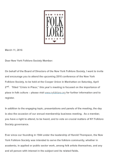 March 11, 2016 Dear New York Folklore Society Member: On behalf