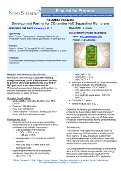 Development Partner for CO2 and/or H2O Separation