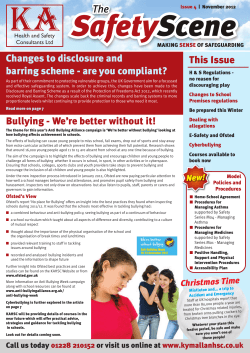This Issue Bullying - We`re better without it! Changes to disclosure