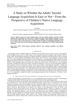 A Study on Whether the Adults` Second Language Acquisition Is