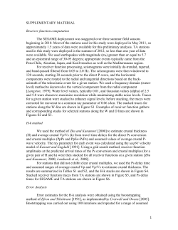 SUPPLEMENTARY MATERIAL Receiver function computation The