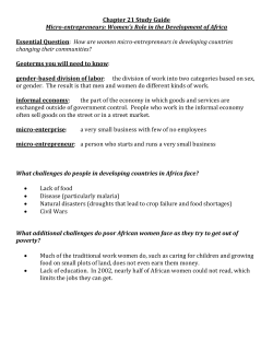 Chapter 21 Study Guide Micro-entrepreneurs: Women`s Role in the