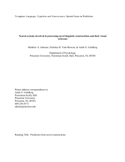 To appear, Language, Cognition and Neuroscience. Special Issue