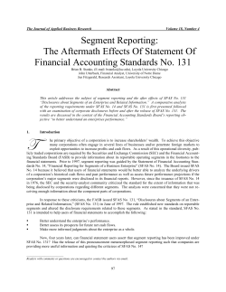 Segment Reporting: The Aftermath Effects of Statement of Financial