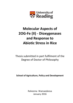 Molecular Aspects of 2OG-Fe (II) - Dioxygenases and Response to